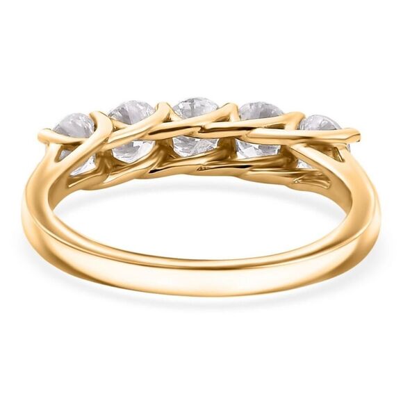 Gorgeous Moissanite 5 Stone Ring 18kYG over 925 Sterling Silver 2.25ctw size 5 - Picture 5 of 12